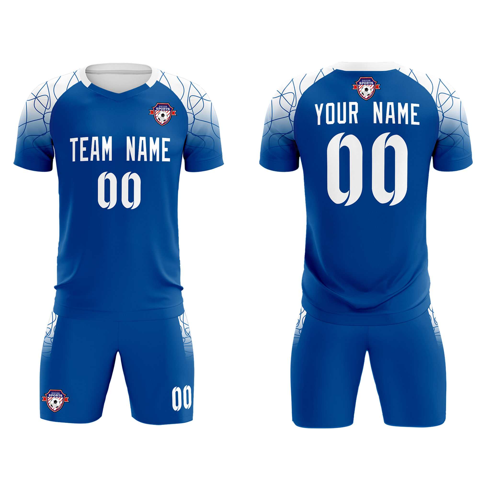 Custom Royal Classic Soccer Training Sets Jersey For Adults/Kids