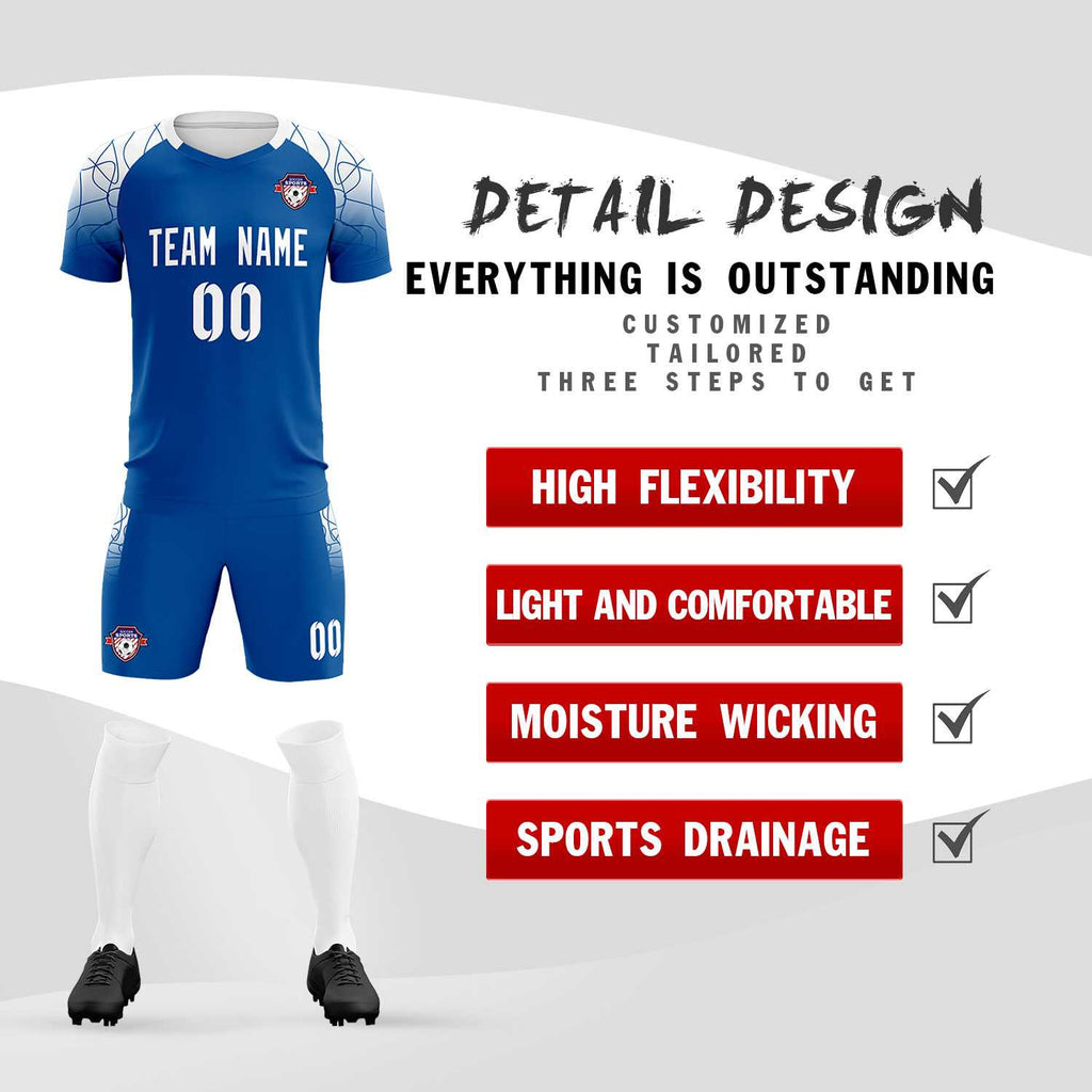 Custom Royal Classic Soccer Training Sets Jersey For Adults/Kids