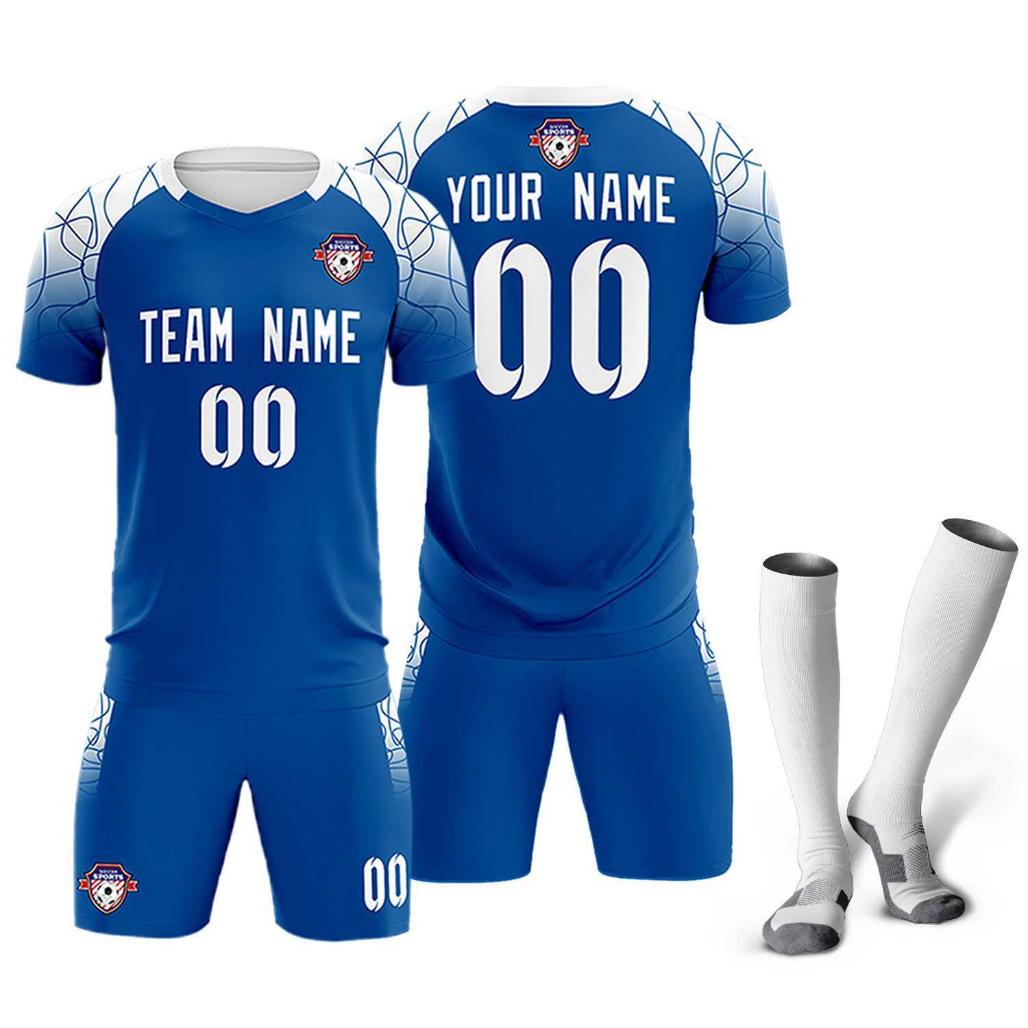 Custom Royal Classic Soccer Training Sets Jersey For Adults/Kids