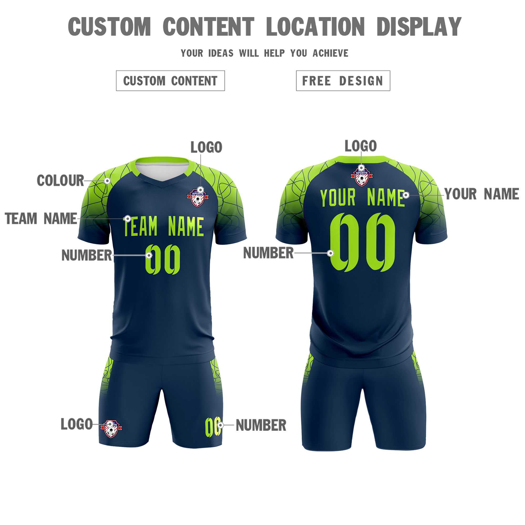 Custom Midnight Blue Classic Soccer Training Sets Jersey For Adults/Kids