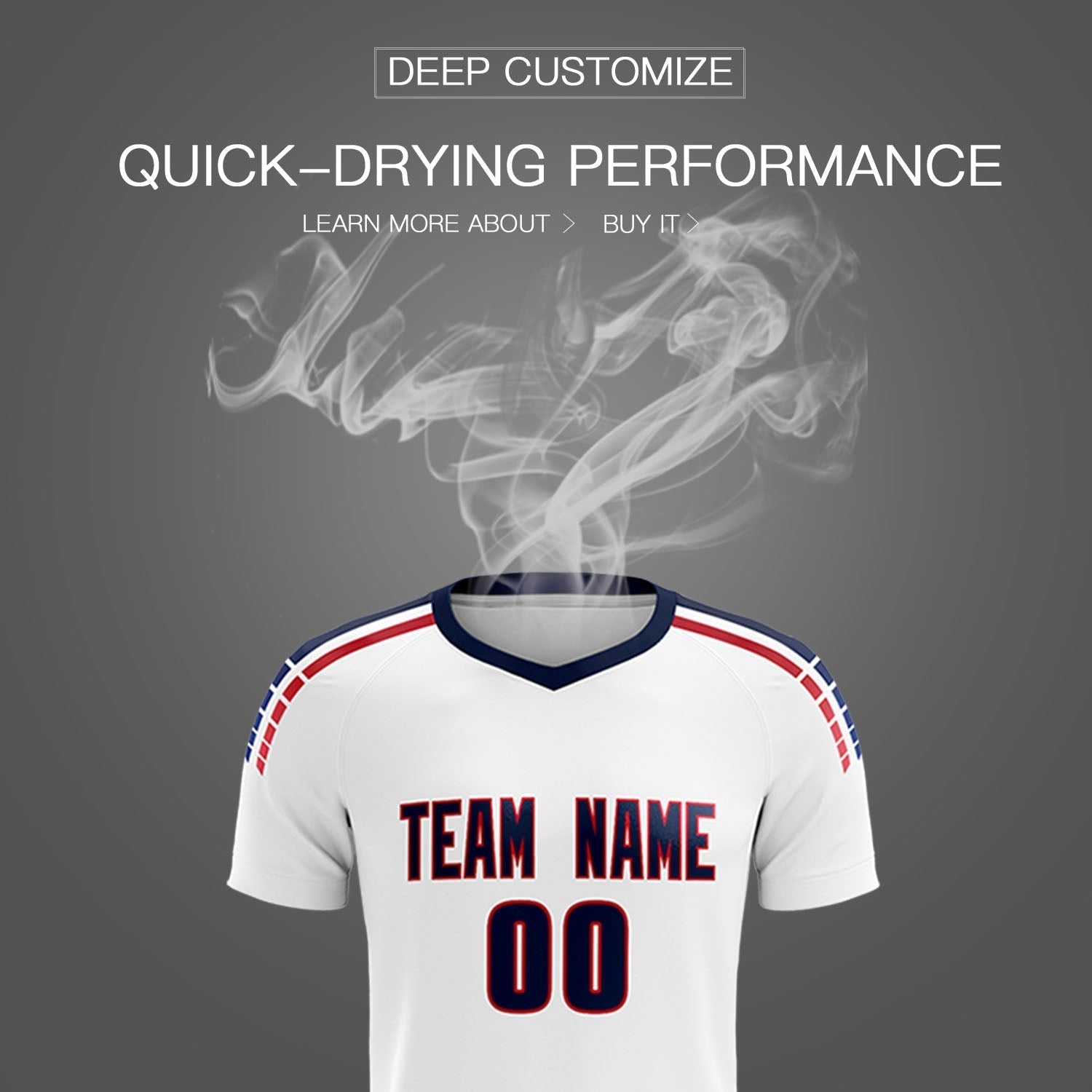 Custom white Striped Quick Dry Tops Soccer Sets Jersey