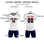 Custom white Striped Quick Dry Tops Soccer Sets Jersey