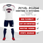 Custom white Striped Quick Dry Tops Soccer Sets Jersey