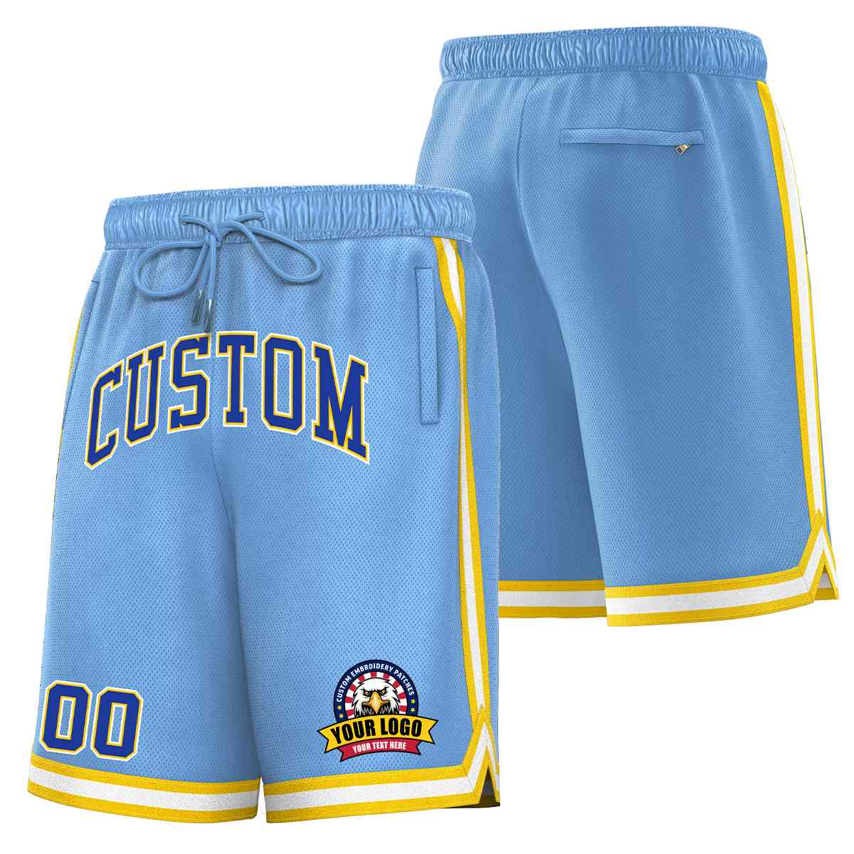 Custom Light Blue Royal-White Classic Style Basketball Mesh Shorts Main image