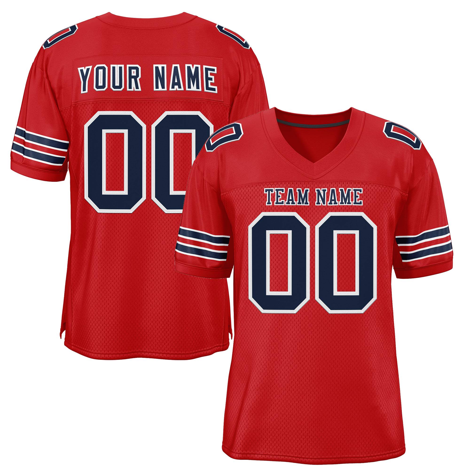 Custom Red Navy-White Classic Style Mesh Authentic Football Jersey Main image