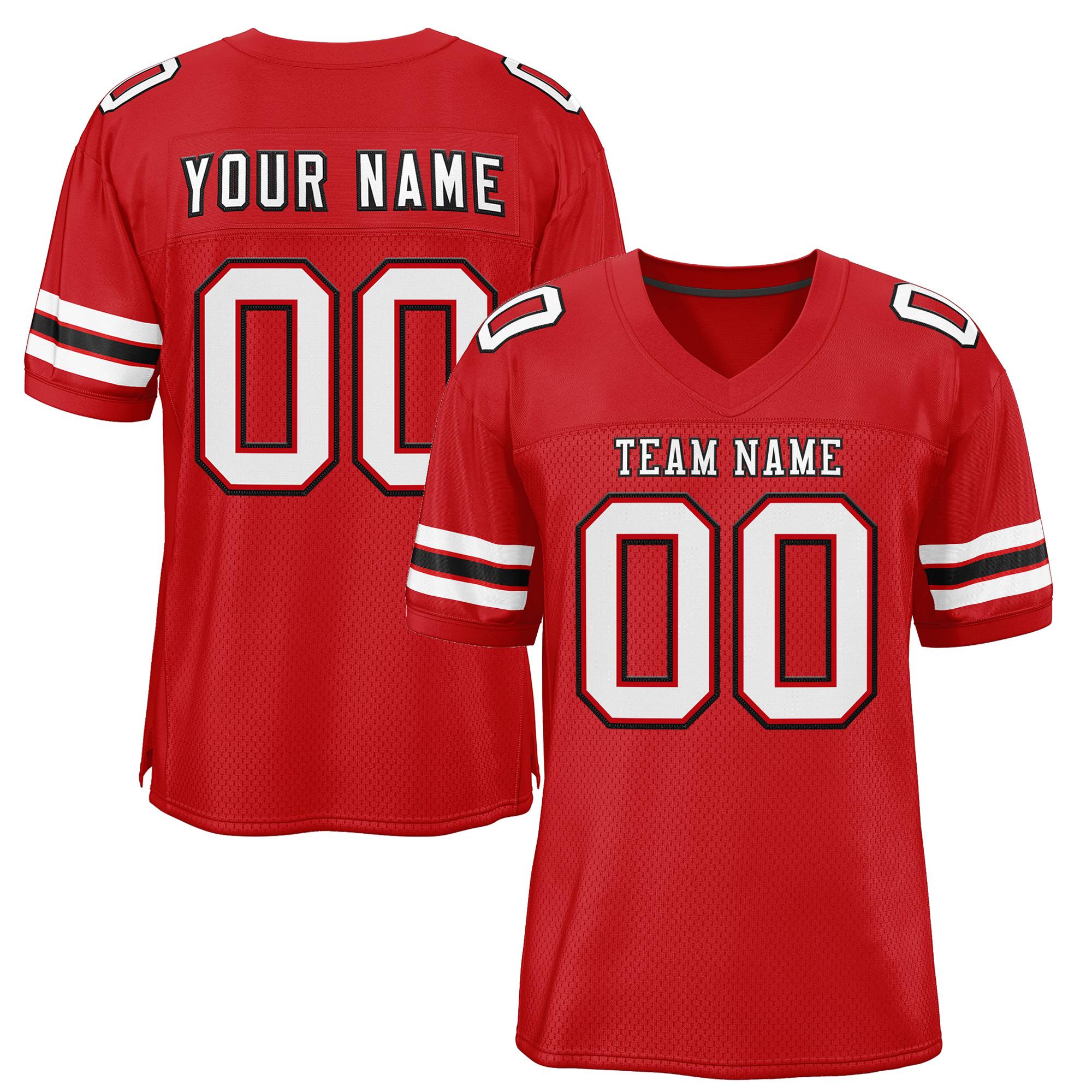 Custom Red White-Black Classic Style Mesh Authentic Football Jersey Main image