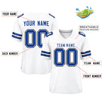 Custom White Royal Blue Classic Style Mesh Authentic Football Jersey