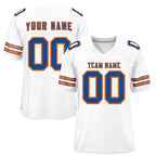 Custom White Blue-Orange Classic Style Mesh Authentic Football Jersey
