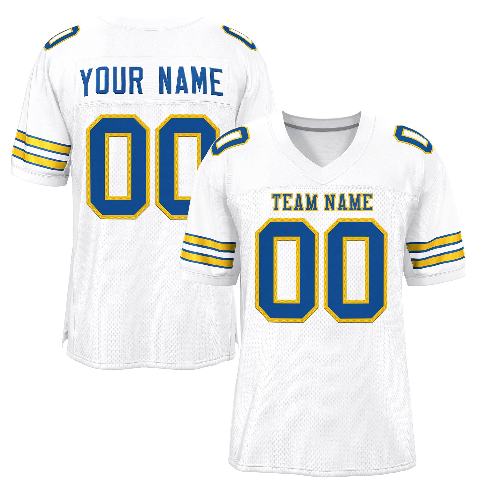 Custom White Panther Blue-Gold Classic Style Mesh Authentic Football Jersey Main image