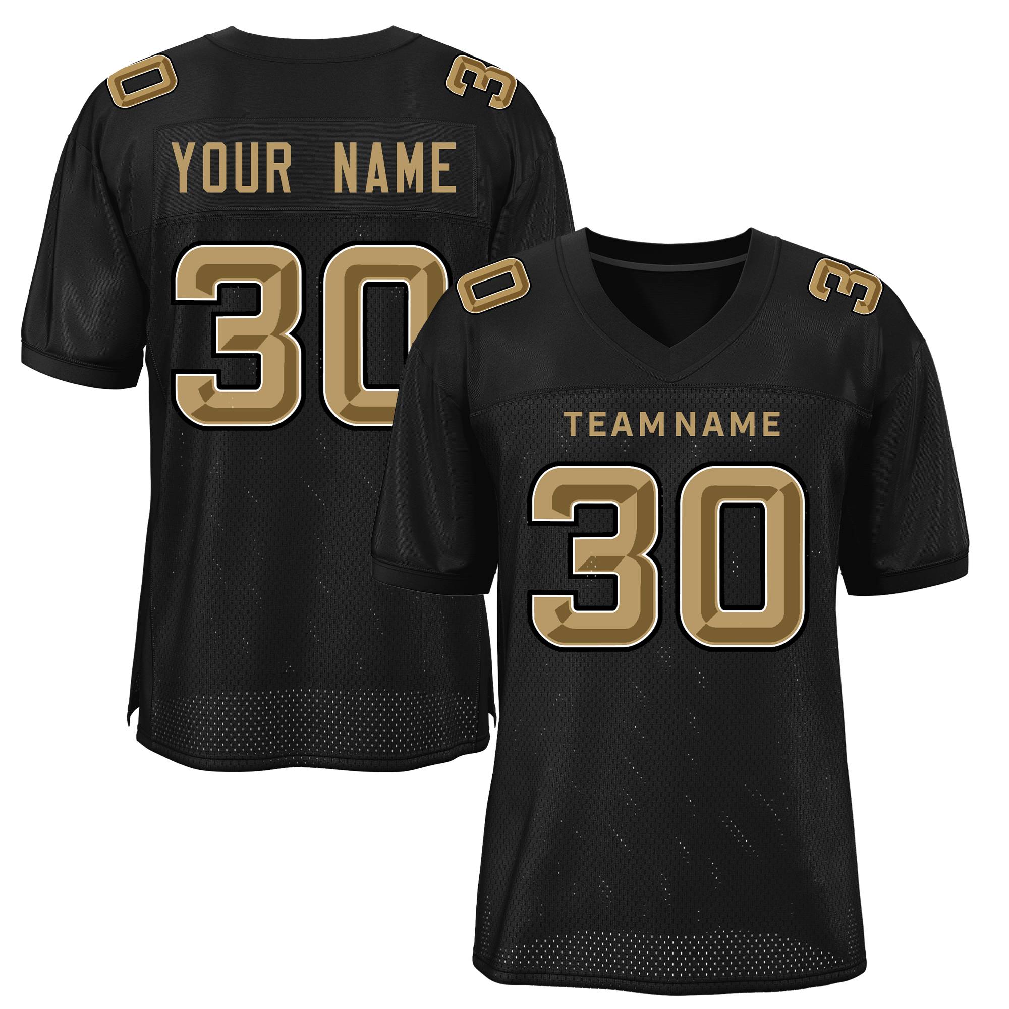 Custom Black Classic Style Mesh Authentic Football Jersey Main image