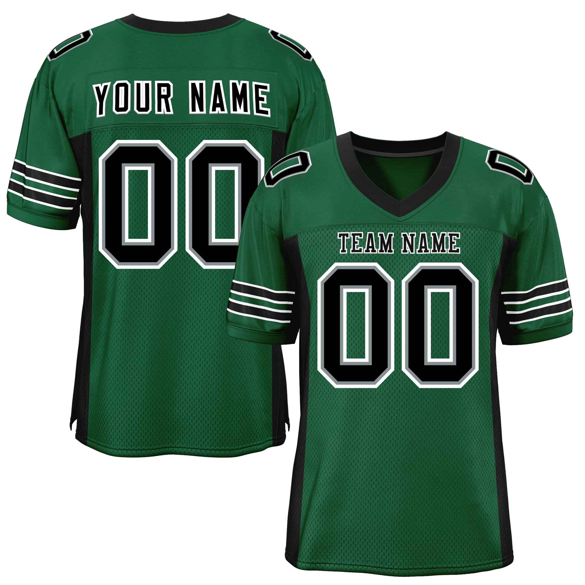 Custom Green Black Insert Color Design Mesh Authentic Football Jersey Main image