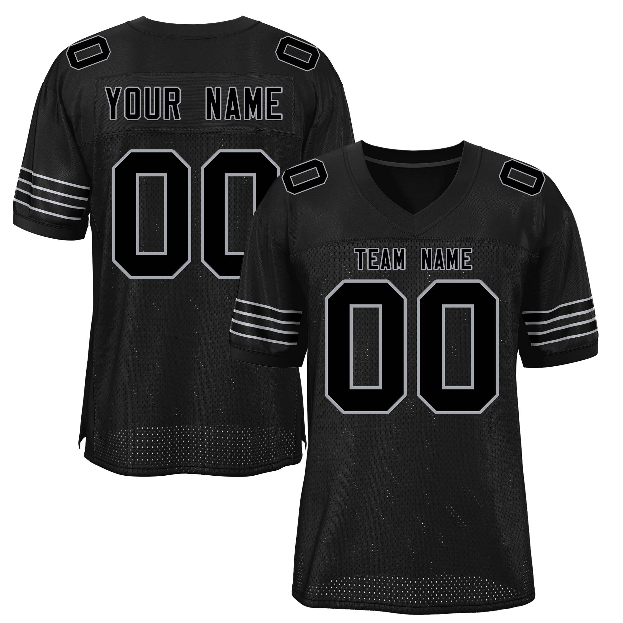 Custom Black Grey Classic Style Mesh Authentic Football Jersey Main image