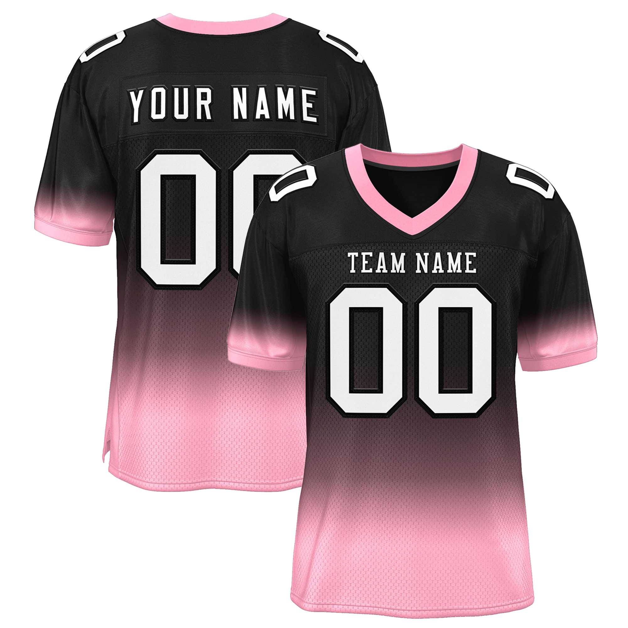 Custom Black Pink-White Gradient Fashion Personalized Team Football Jersey Main image
