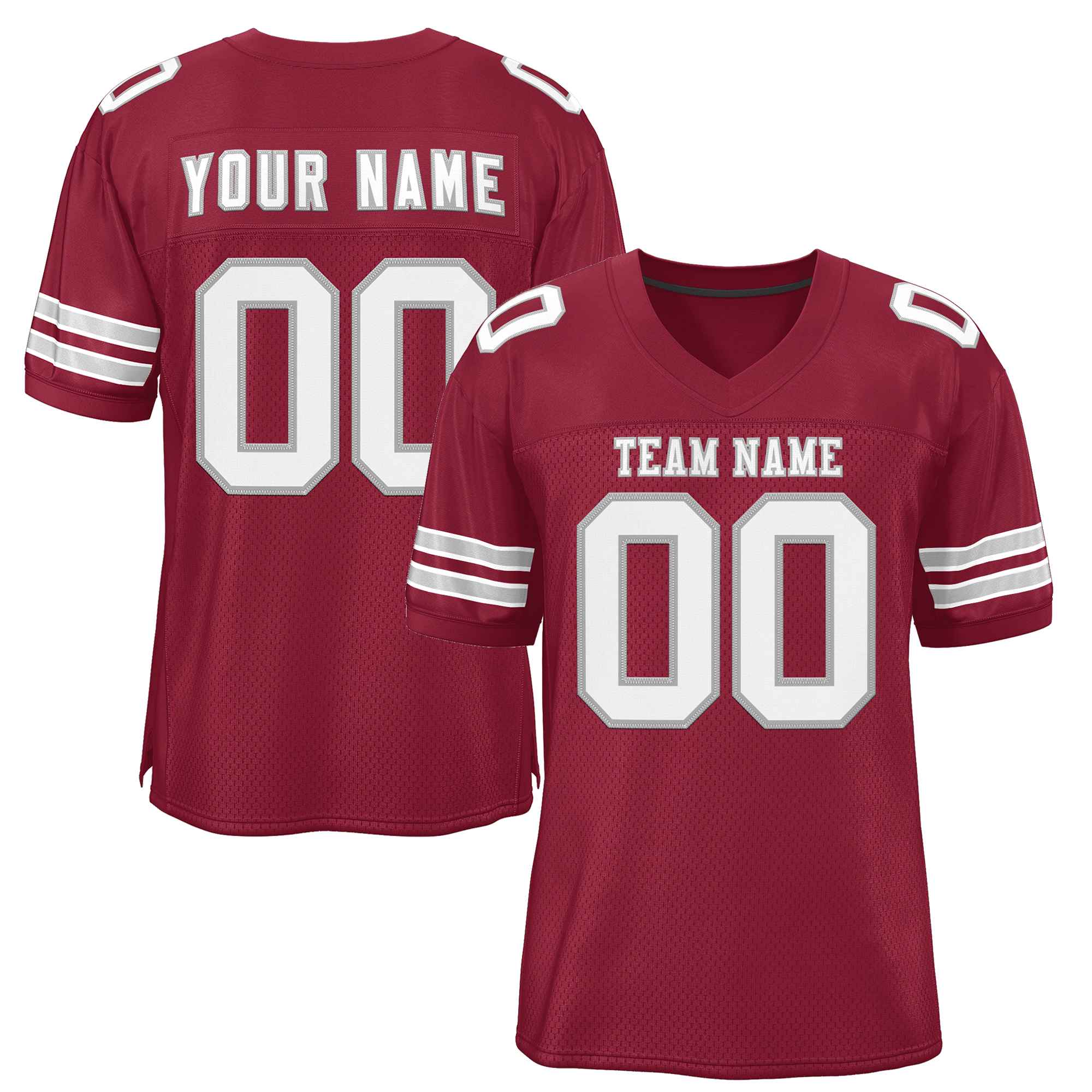 Custom Burgundy White-Gray Classic Style Authentic Football Jersey Main image