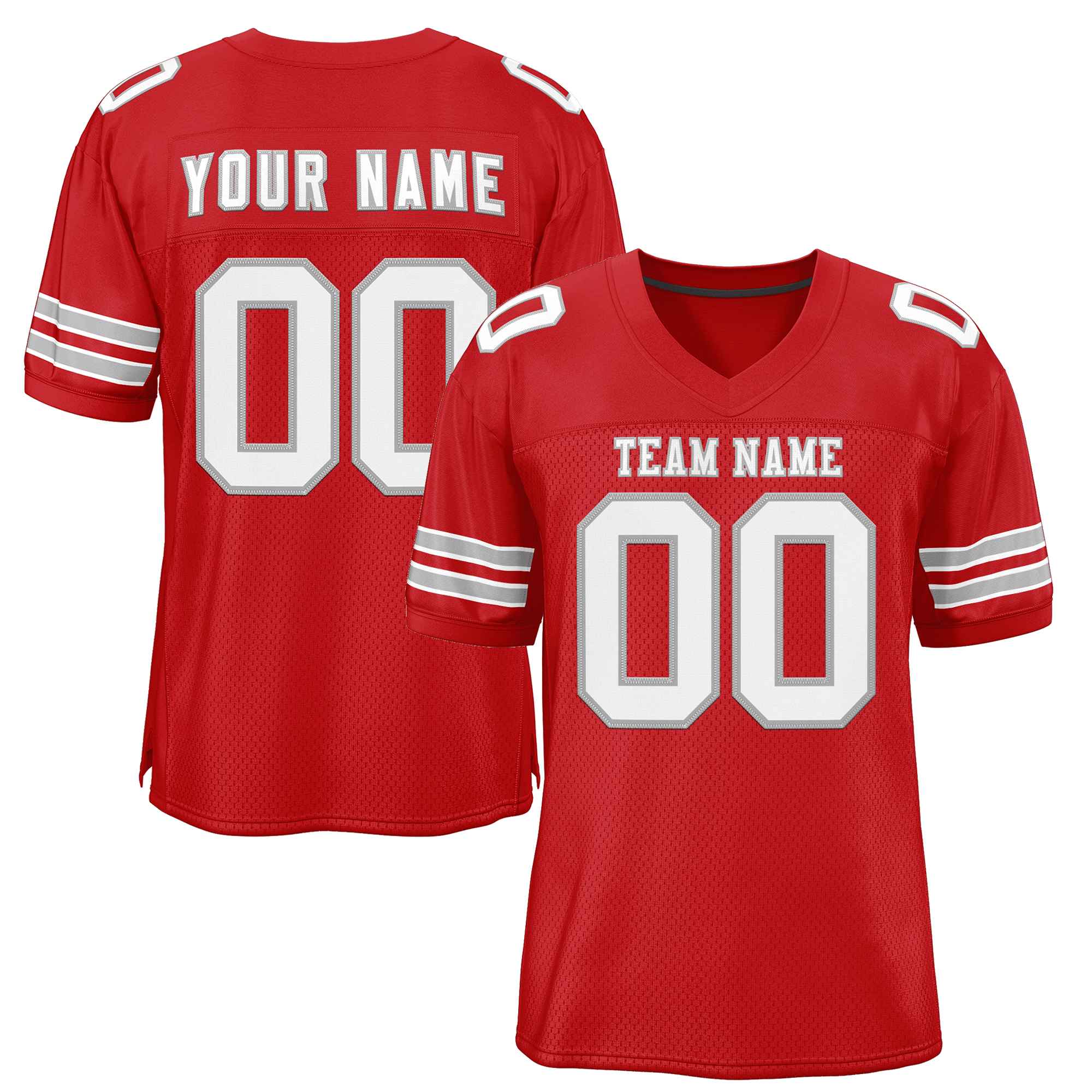 Custom Red White-Gray Classic Style Authentic Football Jersey Main image