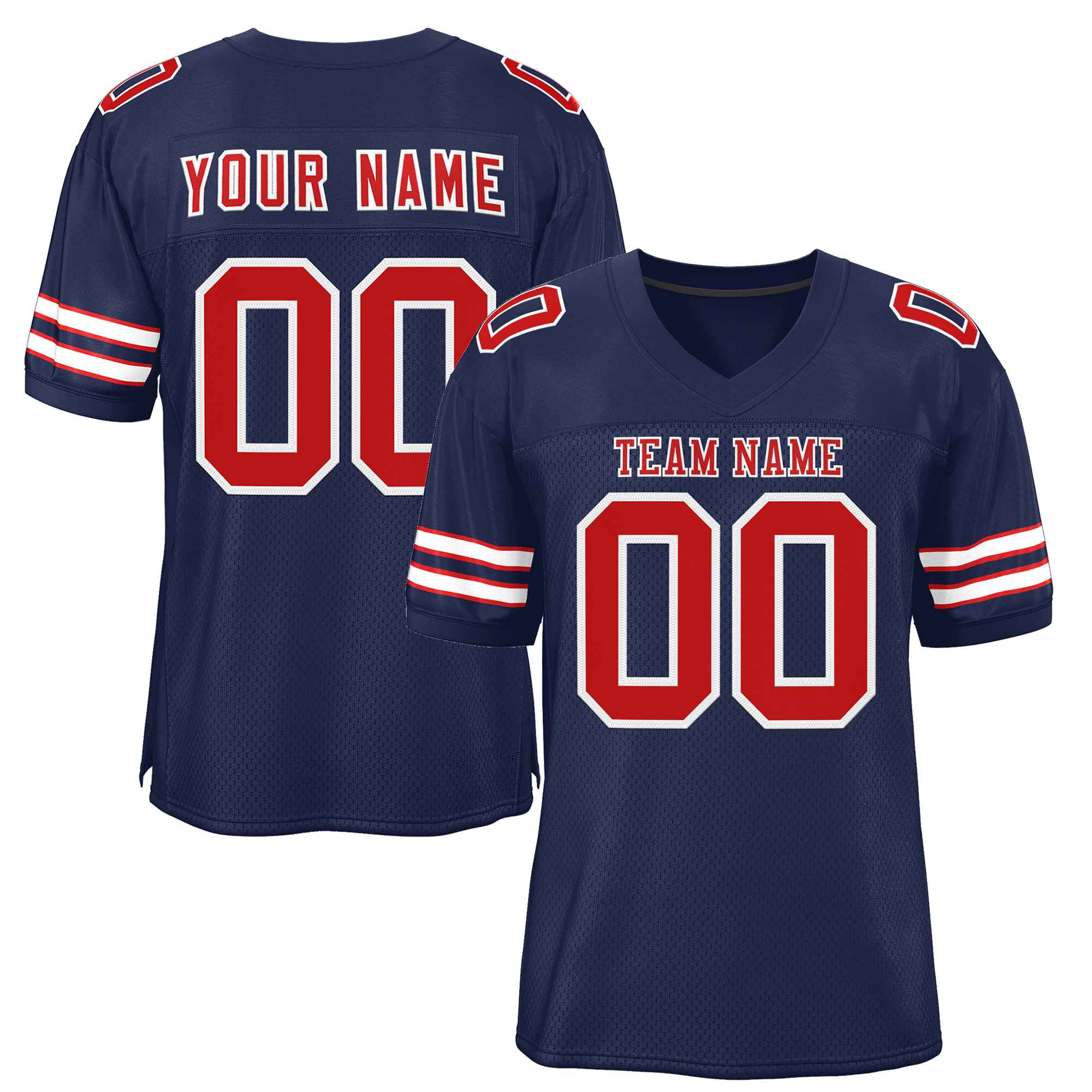 Custom Navy Red-White Classic Style Authentic Football Jersey Main image