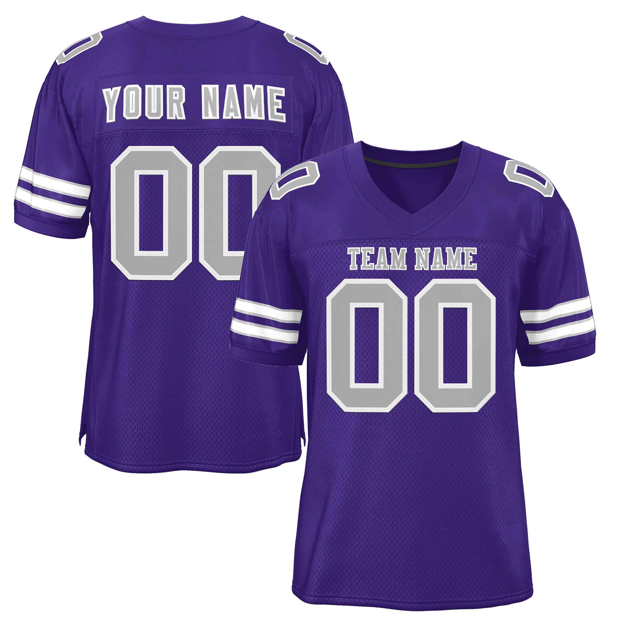 Custom Purple Gray-White Classic Style Authentic Football Jersey Main image