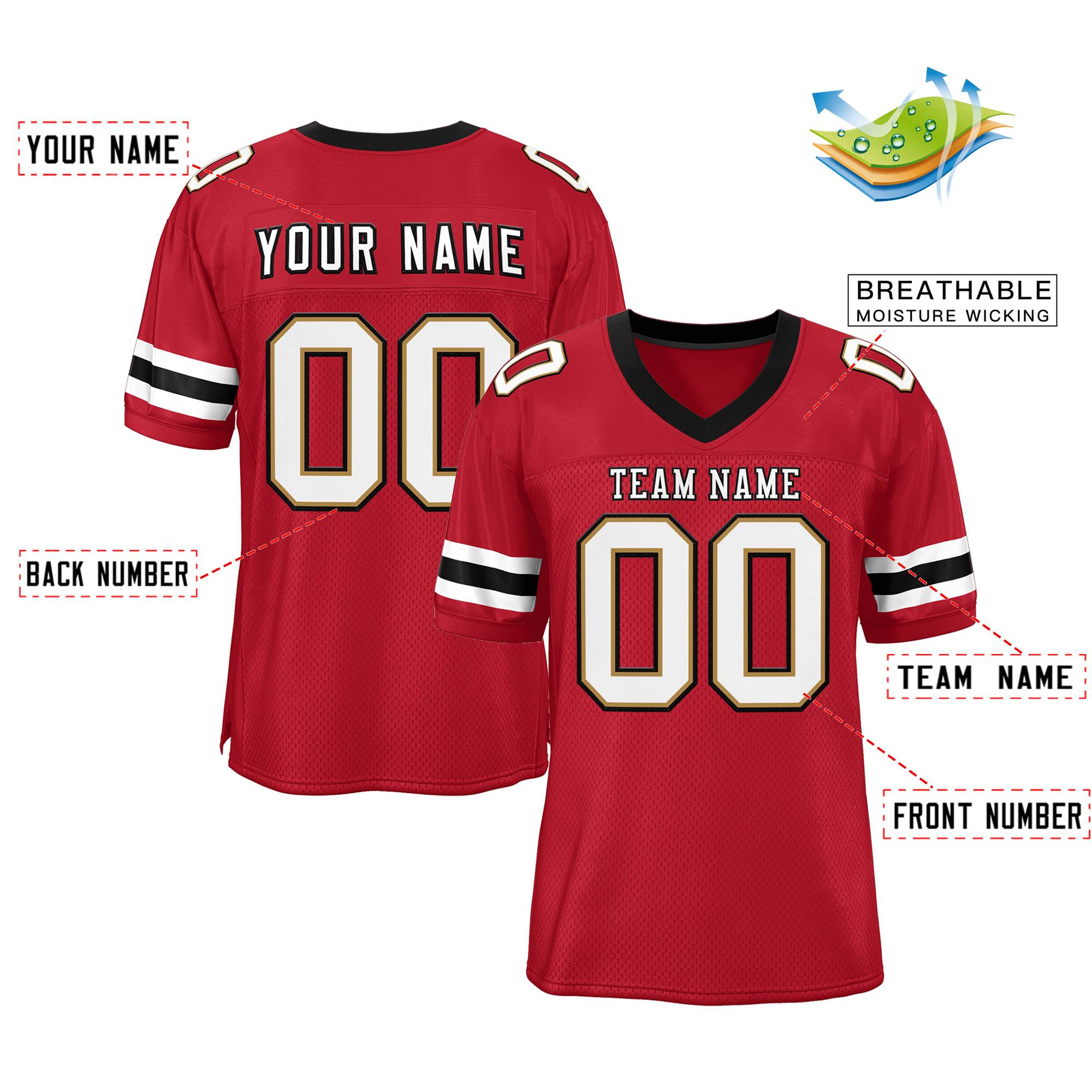 Custom Your Own Football Jersey with Personalized Name and Team Number