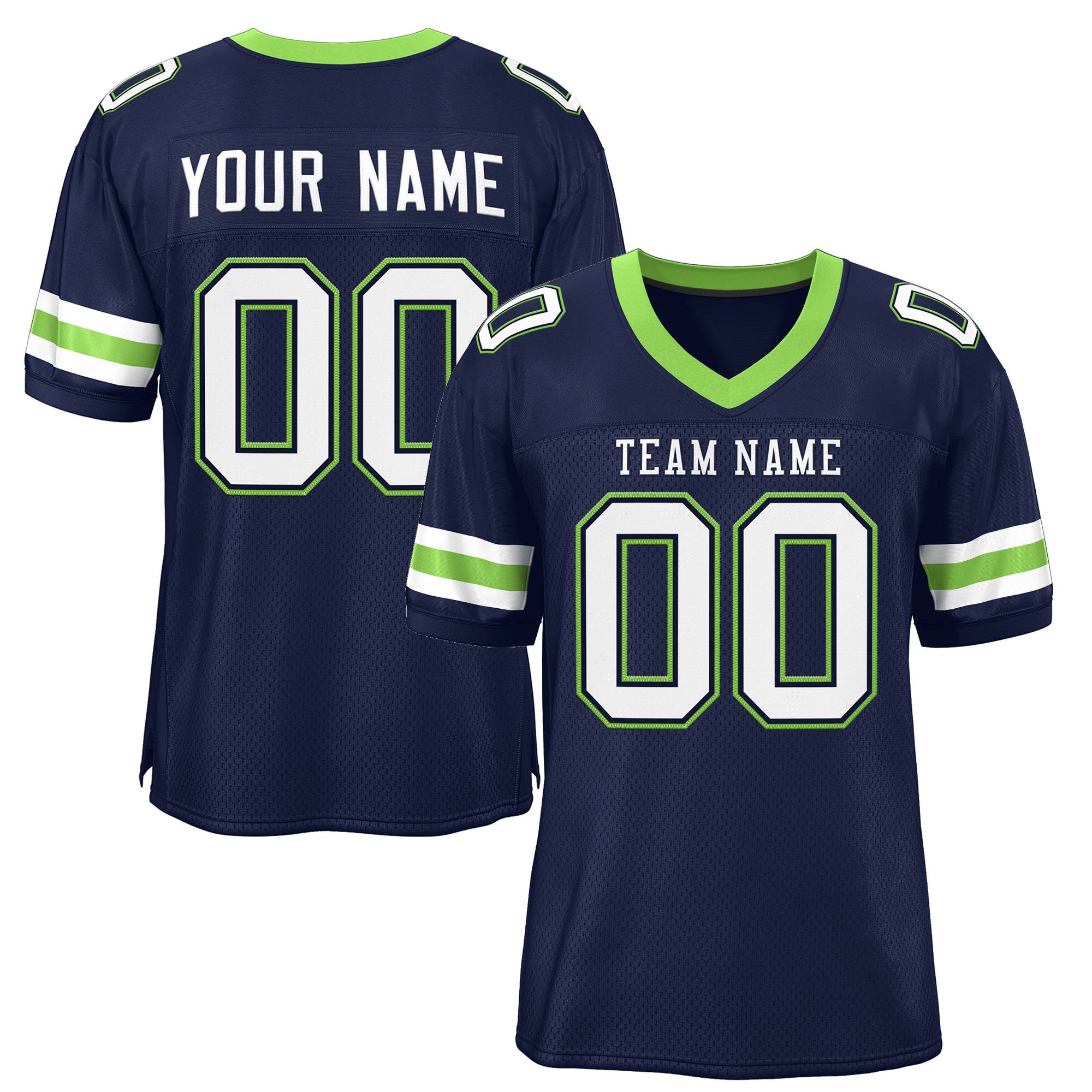 Custom Navy White Classic Style Mesh Authentic Football Jersey Main image