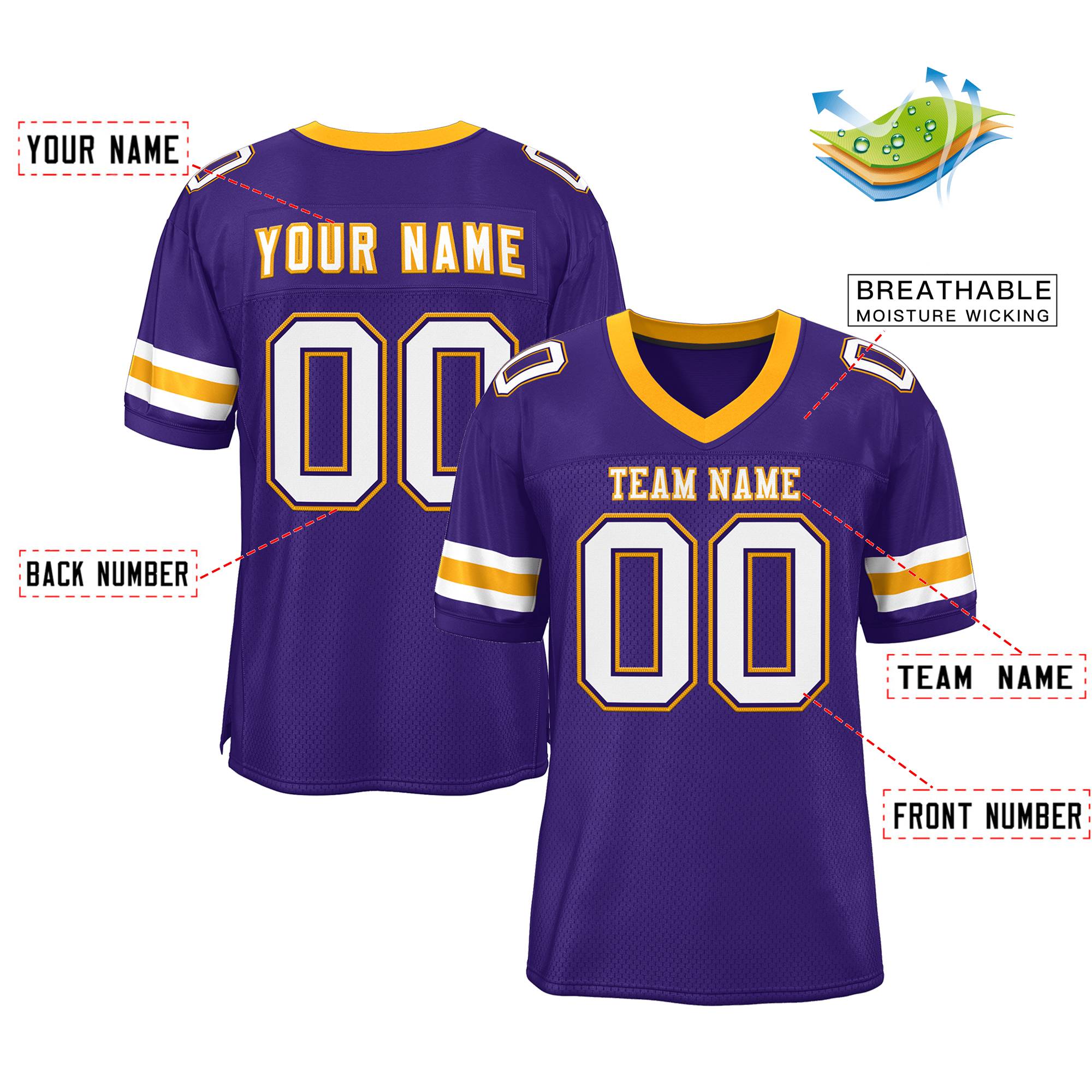 Custom Your Own Football Jersey with Personalized Name and Team Number