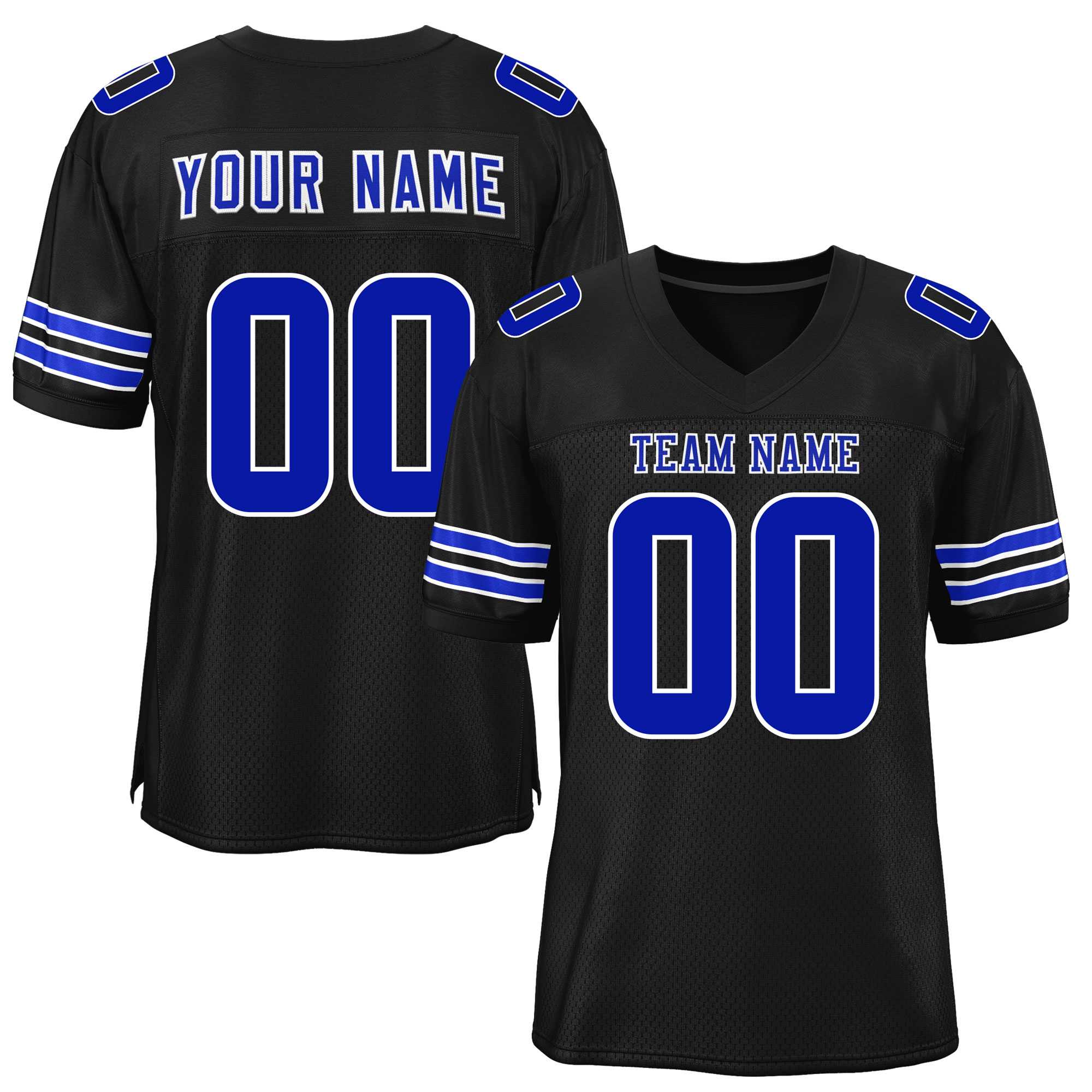 Custom Black Royal Classic Style Mesh Authentic Football Jersey Main image