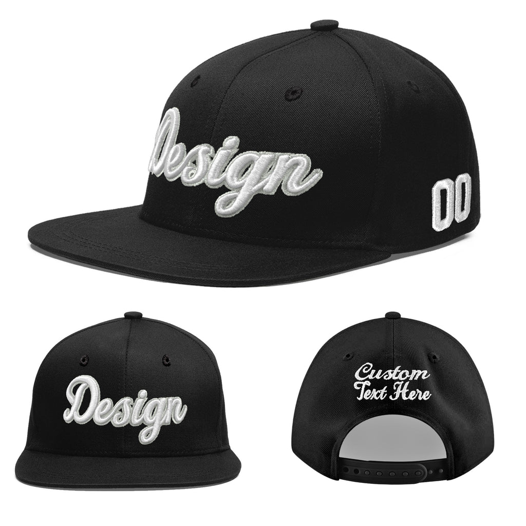 Custom Black 3D Puff Embroidery Flat Embroidery Casual Sport Baseball Cap