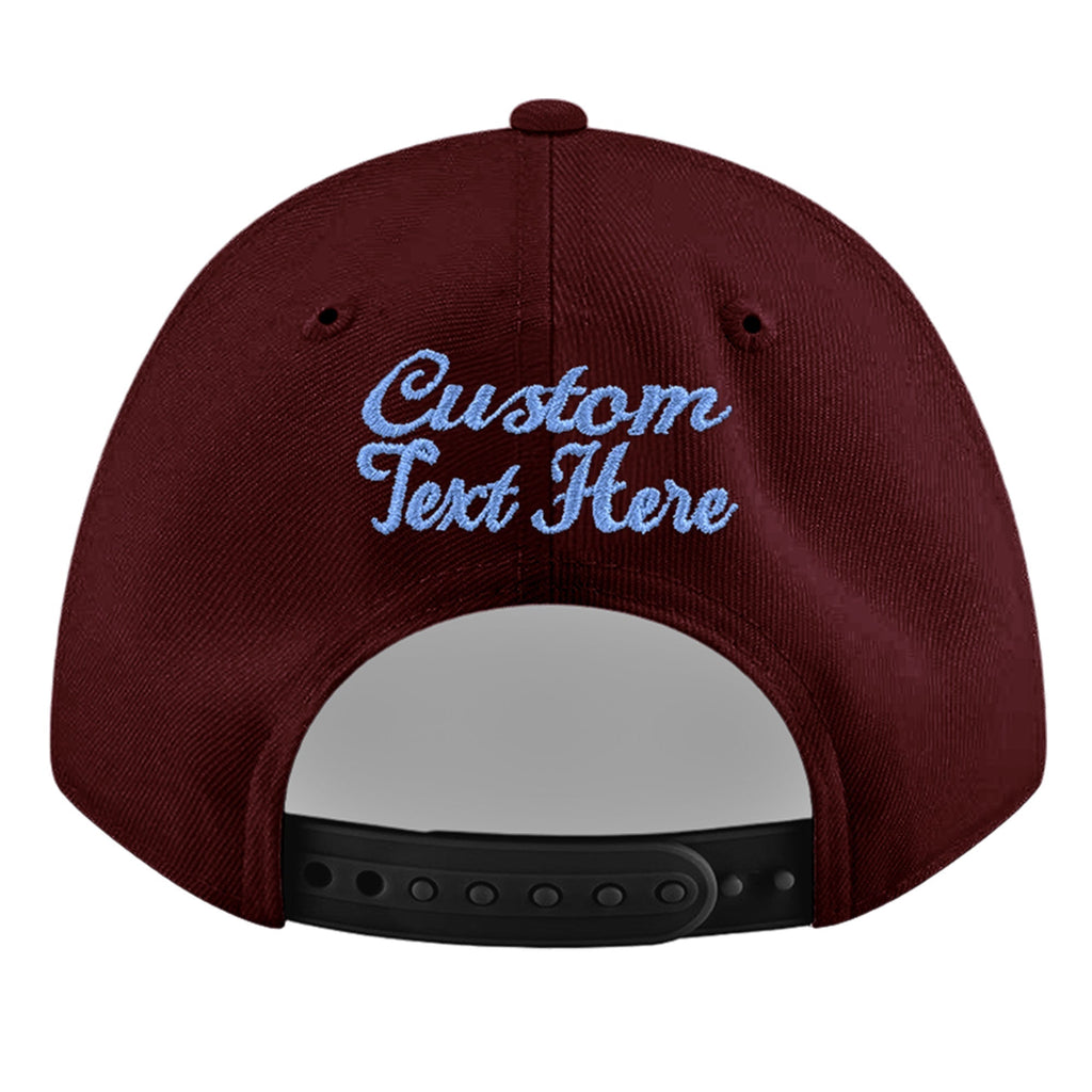Custom Burgundy 3D Puff Embroidery Flat Embroidery Casual Sport Baseball Cap
