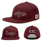 Custom Burgundy 3D Puff Embroidery Flat Embroidery Casual Sport Baseball Cap