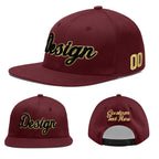 Custom Burgundy 3D Puff Embroidery Flat Embroidery Casual Sport Baseball Cap
