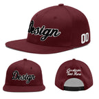 Custom Burgundy 3D Puff Embroidery Flat Embroidery Casual Sport Baseball Cap