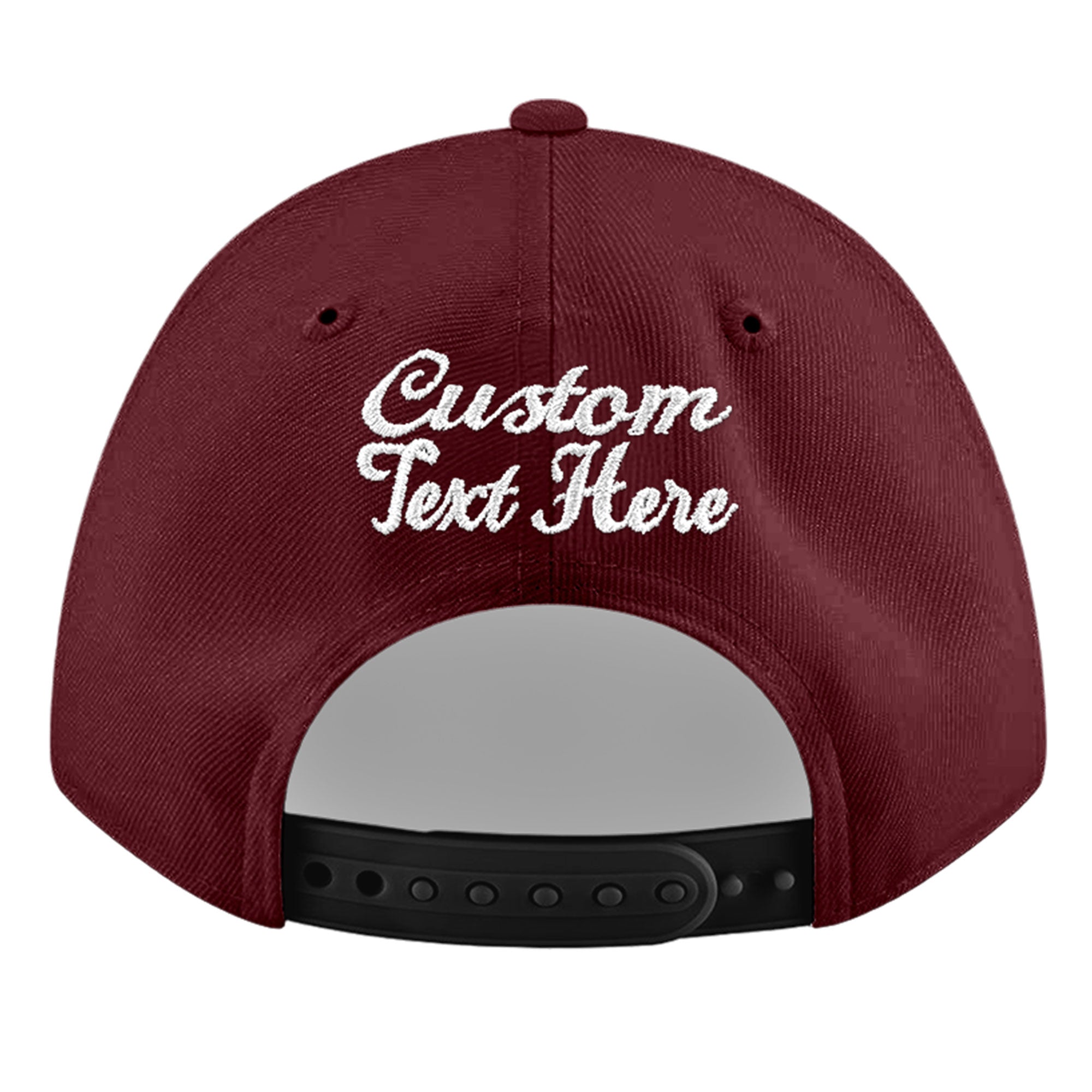 Custom Burgundy 3D Puff Embroidery Flat Embroidery Casual Sport Baseball Cap