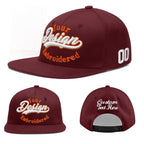 Custom Burgundy 3D Puff Embroidery Flat Embroidery Casual Sport Baseball Cap