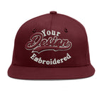 Custom Burgundy 3D Puff Embroidery Flat Embroidery Casual Sport Baseball Cap