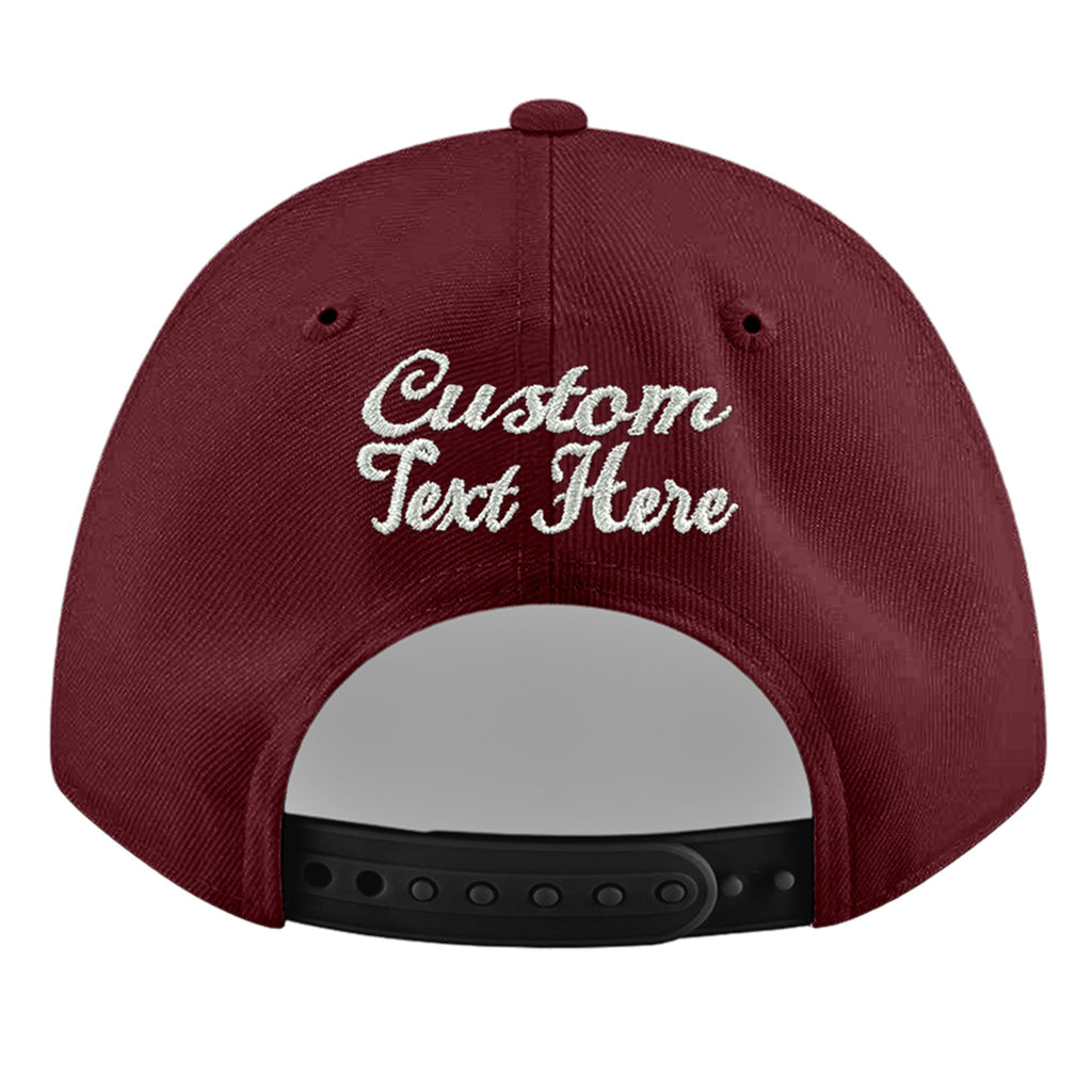 Custom Burgundy 3D Puff Embroidery Flat Embroidery Casual Sport Baseball Cap