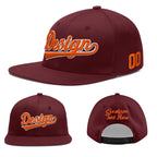 Custom Burgundy 3D Puff Embroidery Flat Embroidery Casual Sport Baseball Cap