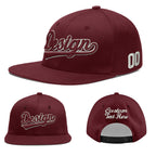 Custom Burgundy 3D Puff Embroidery Flat Embroidery Casual Sport Baseball Cap