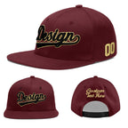 Custom Burgundy 3D Puff Embroidery Flat Embroidery Casual Sport Baseball Cap