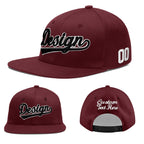 Custom Burgundy 3D Puff Embroidery Flat Embroidery Casual Sport Baseball Cap