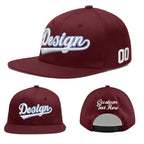 Custom Burgundy 3D Puff Embroidery Flat Embroidery Casual Sport Baseball Cap