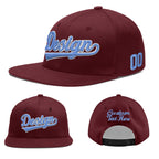 Custom Burgundy 3D Puff Embroidery Flat Embroidery Casual Sport Baseball Cap