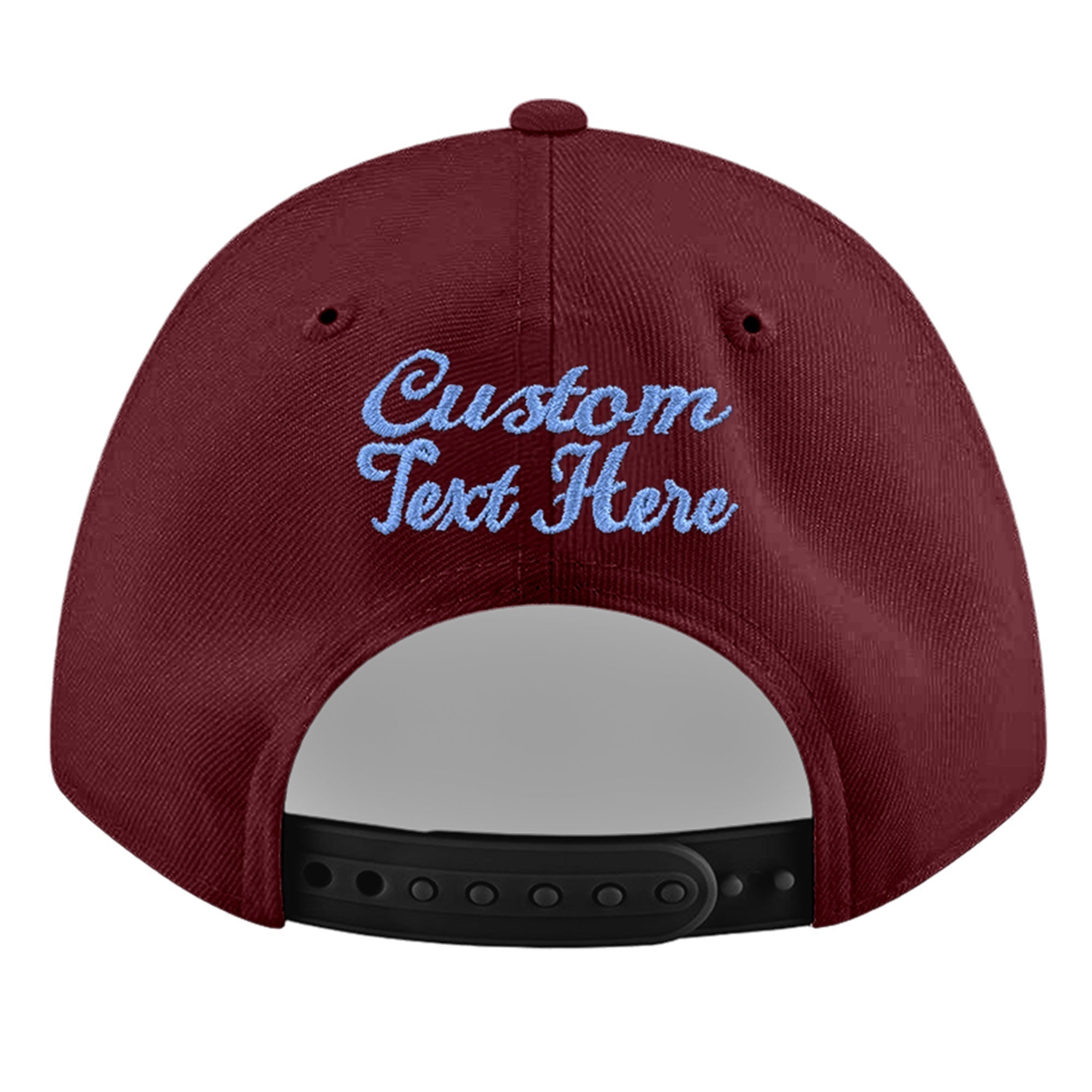 Custom Burgundy 3D Puff Embroidery Flat Embroidery Casual Sport Baseball Cap