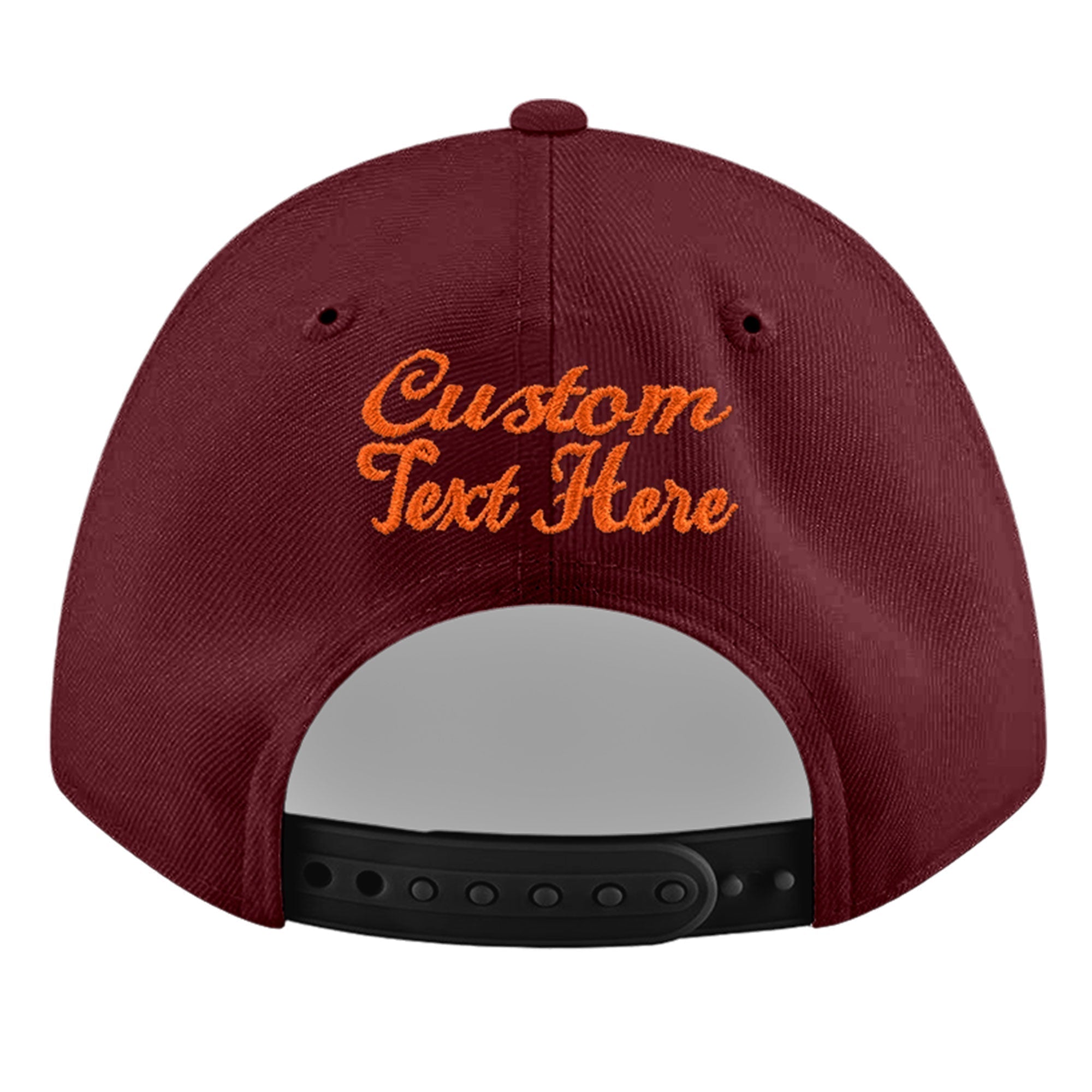 Custom Burgundy 3D Puff Embroidery Flat Embroidery Casual Sport Baseball Cap