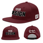 Custom Burgundy 3D Puff Embroidery Flat Embroidery Casual Sport Baseball Cap