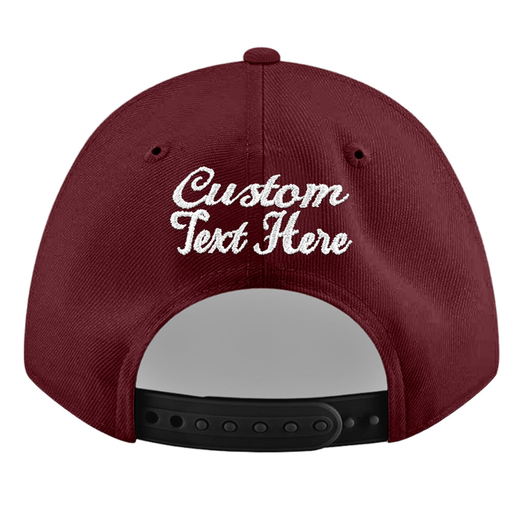 Custom Burgundy 3D Puff Embroidery Flat Embroidery Casual Sport Baseball Cap