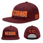 Custom Burgundy 3D Puff Embroidery Flat Embroidery Casual Sport Baseball Cap