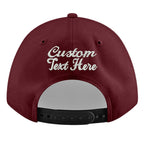 Custom Burgundy 3D Puff Embroidery Flat Embroidery Casual Sport Baseball Cap