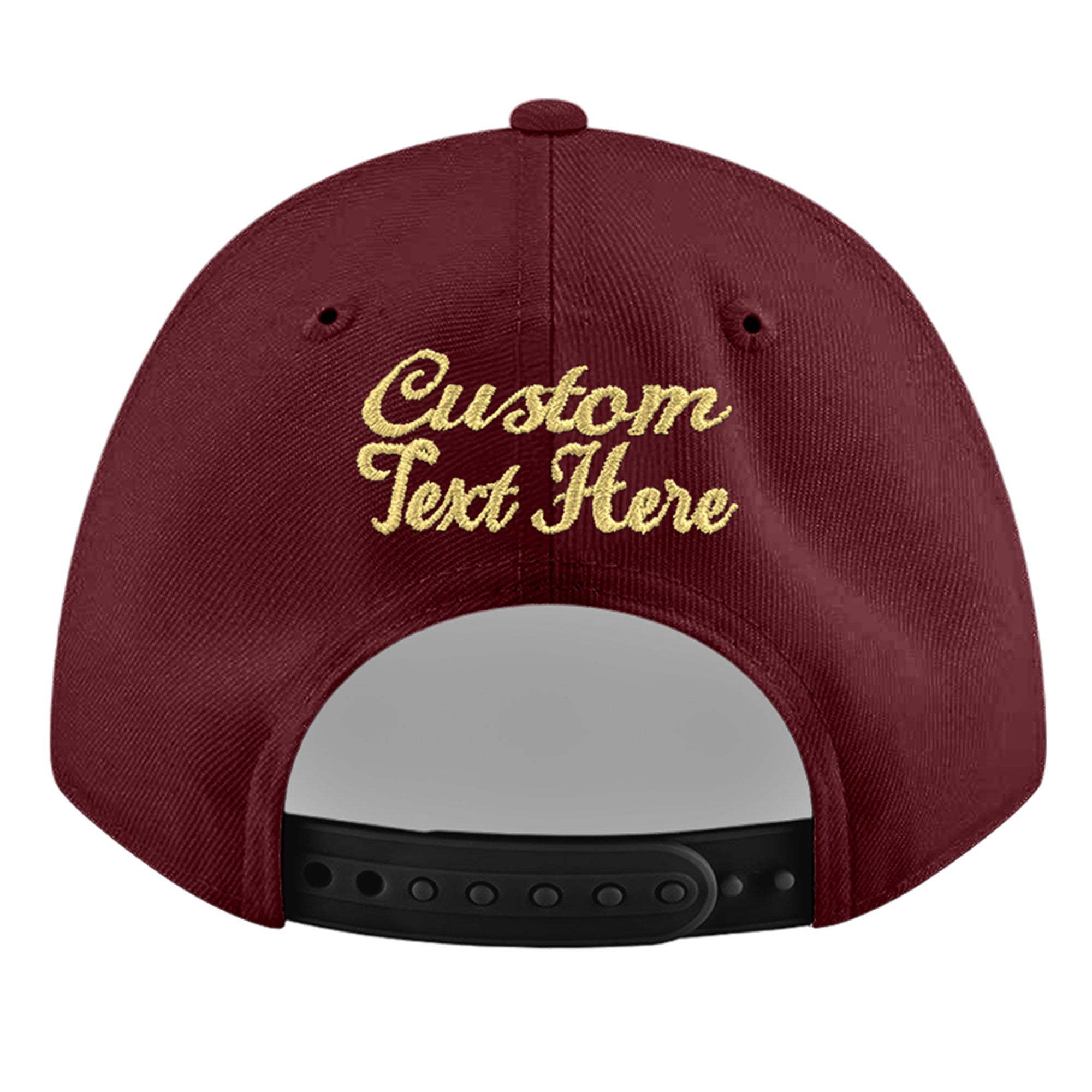 Custom Burgundy 3D Puff Embroidery Flat Embroidery Casual Sport Baseball Cap