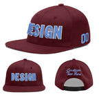 Custom Burgundy 3D Puff Embroidery Flat Embroidery Casual Sport Baseball Cap