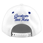 Custom White Royal Blue 3D Puff Embroidery Flat Embroidery Casual Sport Baseball Cap