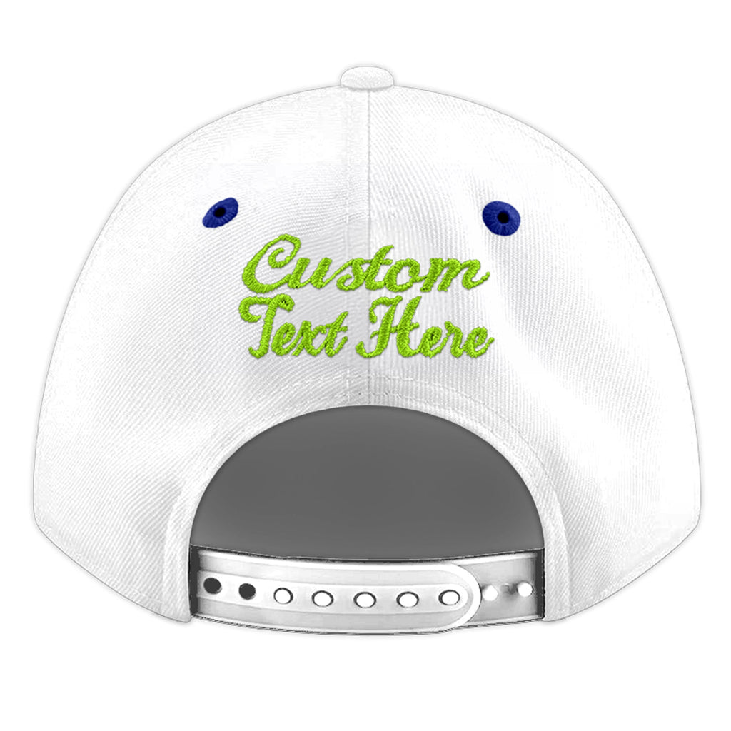 Custom White Royal Blue 3D Puff Embroidery Flat Embroidery Casual Sport Baseball Cap